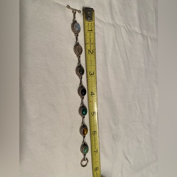 Elegant Multi-Stone Silver Bracelet - Picture 2 of 2